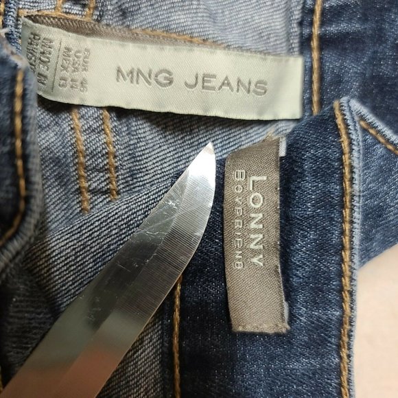 MNG Womens 14 Lonny Boyfriend Factory Distressed Slim Leg Denim Jeans 36x28 - Picture 10 of 11